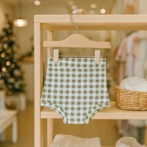 NEW Kate Quinn Green Grey Checkered Bloomer Bottoms Comfort Capsule Dainty 6-12m